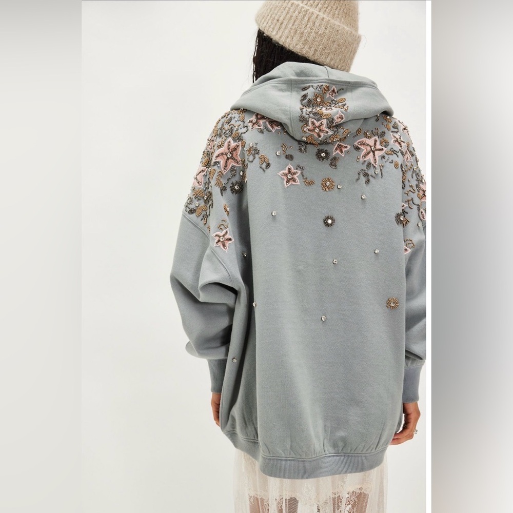 Free people glitter oversized hoodie